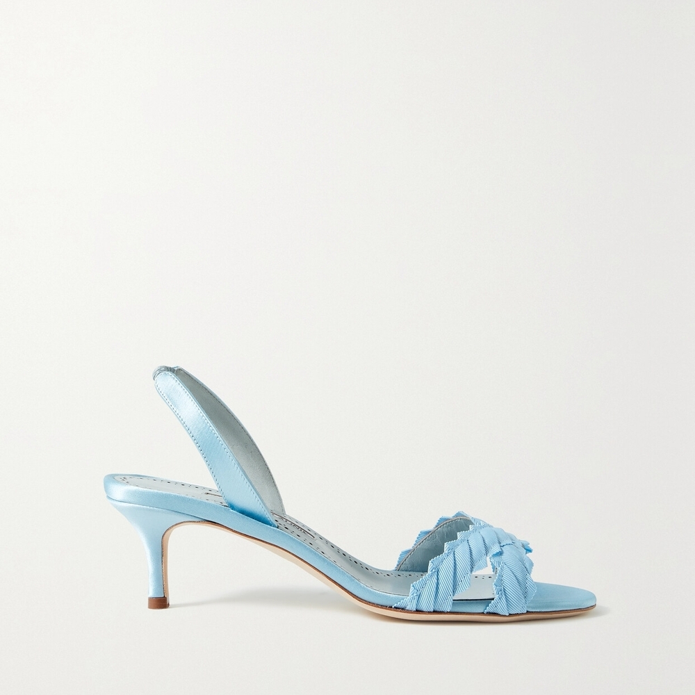 Manolo Blahnik Light Blue Ruffle Heels 39